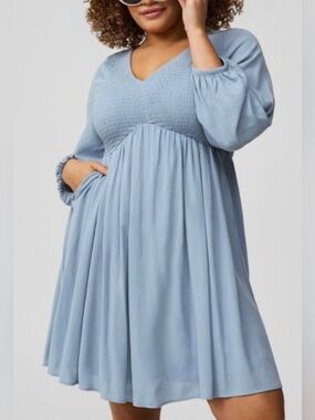 Women’s TORRID V-Neck Babydoll Dress Blue Size 2